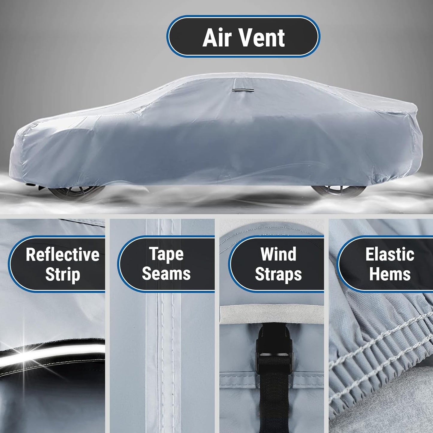 iCarCover Custom Car Cover for Pontiac Lemans 2-Door, 4-Door (1978-1981) Waterproof All-Weather Rain Snow UV Sun Protector Full Exterior Indoor Outdoor Car Cover (Stripe - Gray/Black)