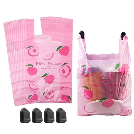 Car Trash Bag Hanging Disposable Car Garbage Bag Pack of 200 Small Auto Trash Bag for Car with 4 Hook for Car Kitchens Bedrooms Offices During Travel and Camping (Pink)
