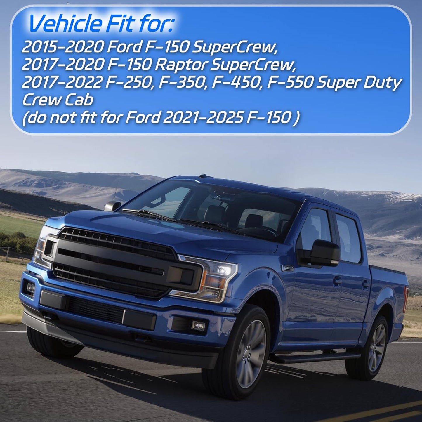 in-Channel Rain Guards for Trucks 2015-2020 Ford F150 SuperCrew, 17-23 Ford F250 F350 F450 F550 Crew Cab, Side Window Wind Deflectors, Vent Window Visors Shade Shield, 4pcs