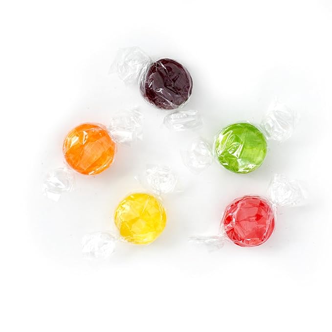 Assorted Fruit Hard Candy, 1 Pound Bulk Candy (Approx. 75 pcs.), Individually Wrapped Hard Candy, Fruit Discs Candy, The Hampton Popcorn & Candy Company