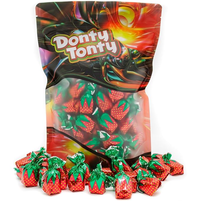 ARCOR Strawberry Bon Bons 1 lb – Individually Wrapped Hard Candy with Soft Center, Bulk Old Fashioned Candy in Resealable Bag