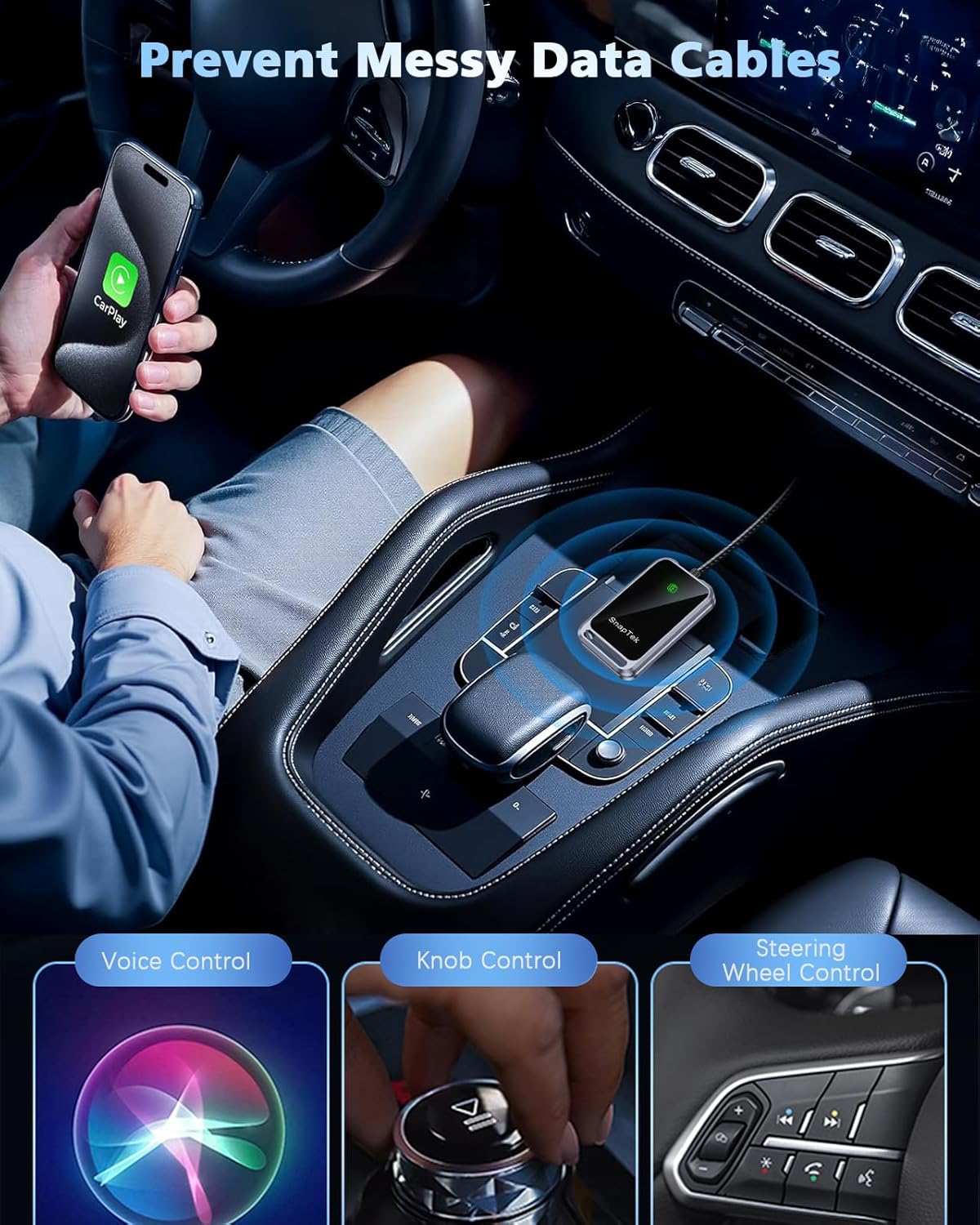 Wireless CarPlay Adapter for Apple iPhone, Convert Wired to Wireless CarPlay Dongle, Plug & Play, Stable Connection Compatible with Cars 2016+ & iOS 10+ (Auto-Reconnect, Gray)