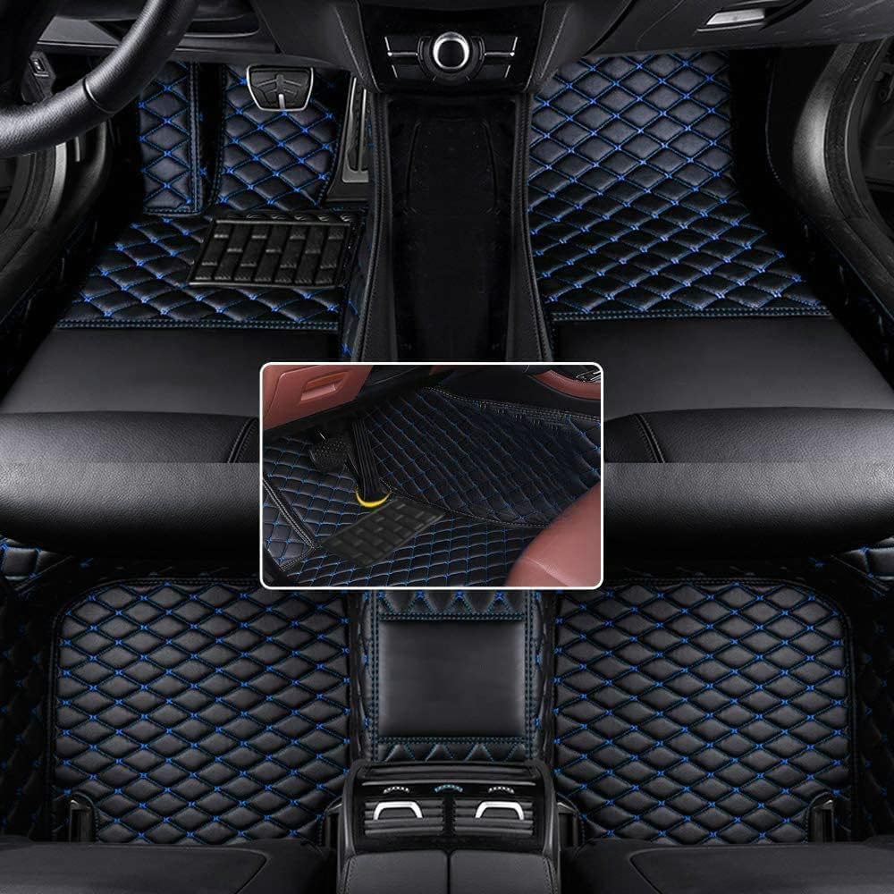 Custom Car Floor Mat Compatible with BMW Mercedes-Benz Toyota Cadillac Lexus Honda Infiniti Nissan Hyundai Kia Audi All Models Cars Sedans SUVs Automotive Mats (Black Blue)