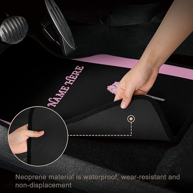 Pink High Heels Car Floor Mats 4 Pieces Custom Floor mats for Cars Personalized Car Mats for Women SUV Sedan Truck Van with Text and Name