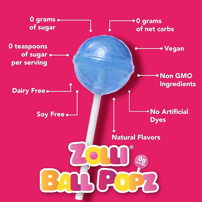Zollipops Ball Popz Lollipops - Clean Teeth, Natural Fruit Flavor - 10.4 Ounce for a Delicious and Dental-Friendly Snacking Experience