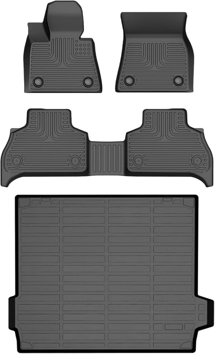 Wayhigh-All Weather Floor Mats and Cargo Liner Set Fit for 2019-2025 2026 BMW X5 5 Seats TPE Car Mats Waterproof Heavy Duty Rubber Floor Liners for BMW X5 2019-2025 2026
