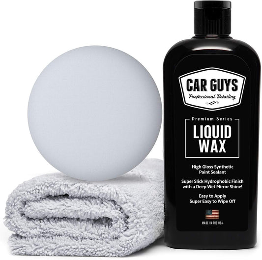 CAR GUYS Liquid Wax | Advanced Car Wax | Superior Protection with a Carnauba Wax Shine | For all Paint Colors and Excellent Black Car Wax | 8 Oz Kit
