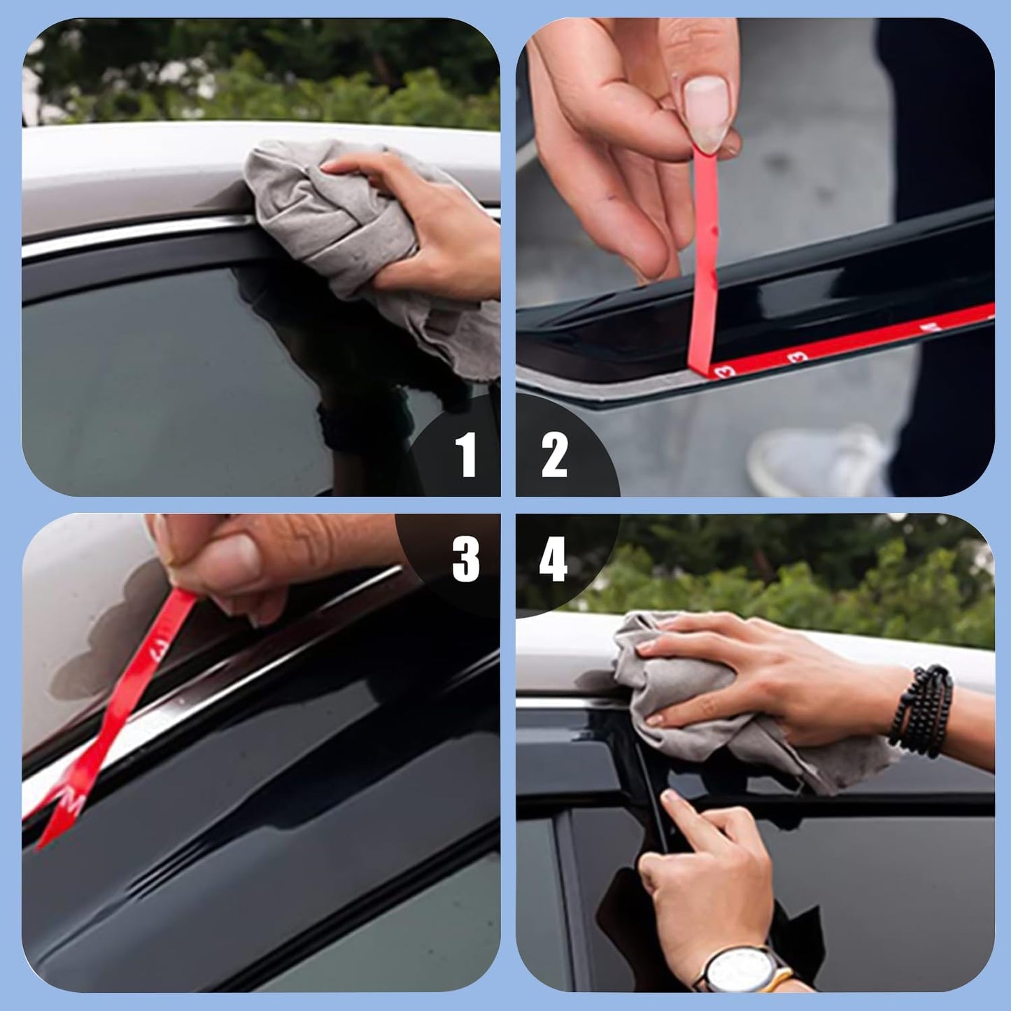 Rain Guards Tape-On Side Window Visor Fit for 2021-2024 Ford Bronco Sport, Outside Mount Window Deflector, Smoke Tinted Vent Visors 2021 2022 2023 2024