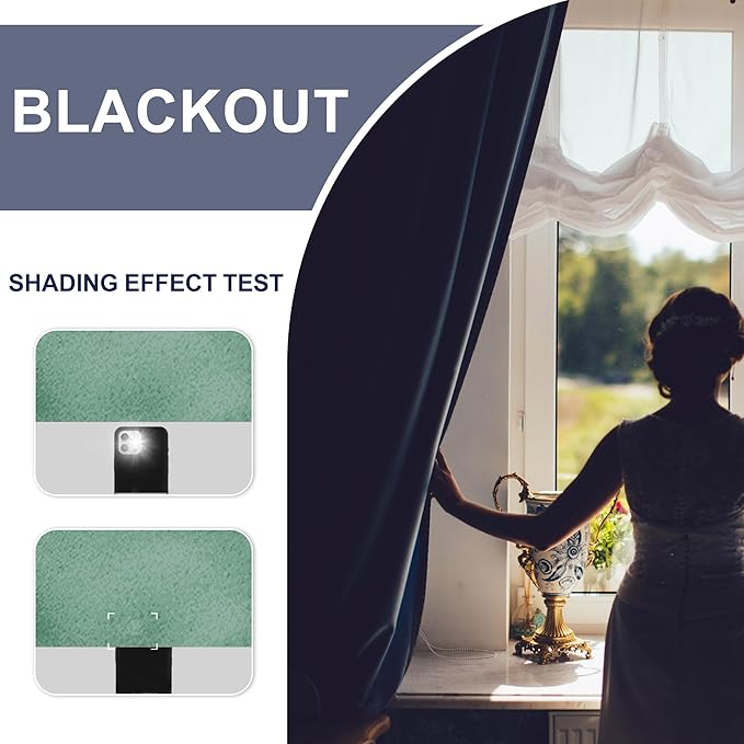 JIUZHEN Blackout Curtains for Bedroom– Thermal Insulated,Noise Reducing Room Darkening Privacy Drapes for Living Room, Set of 2 Panels with Tiebacks, 42 x 84 inch Long, Sage Green