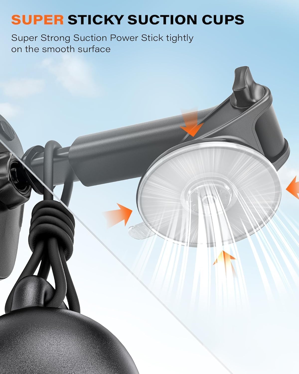 APPS2Car Car Phone Holder for Dashboard & Windshield, Adjustable Long Arm, Strong Suction Cup, Compatible with iPhone, Samsung, All Phones