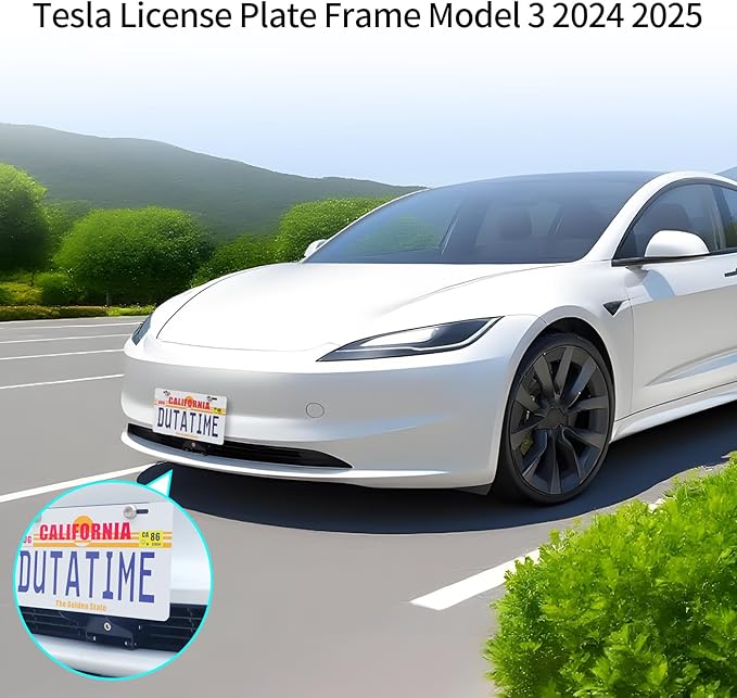 2024 2025 Tesla Model 3 License Plate Frame(No Drill, Custom Lock) Tesla Model 3 Front License Plate Mount