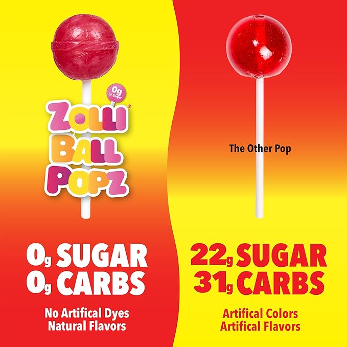 Zollipops Ball Popz Lollipops - Clean Teeth, Natural Fruit Flavor - 10.4 Ounce for a Delicious and Dental-Friendly Snacking Experience