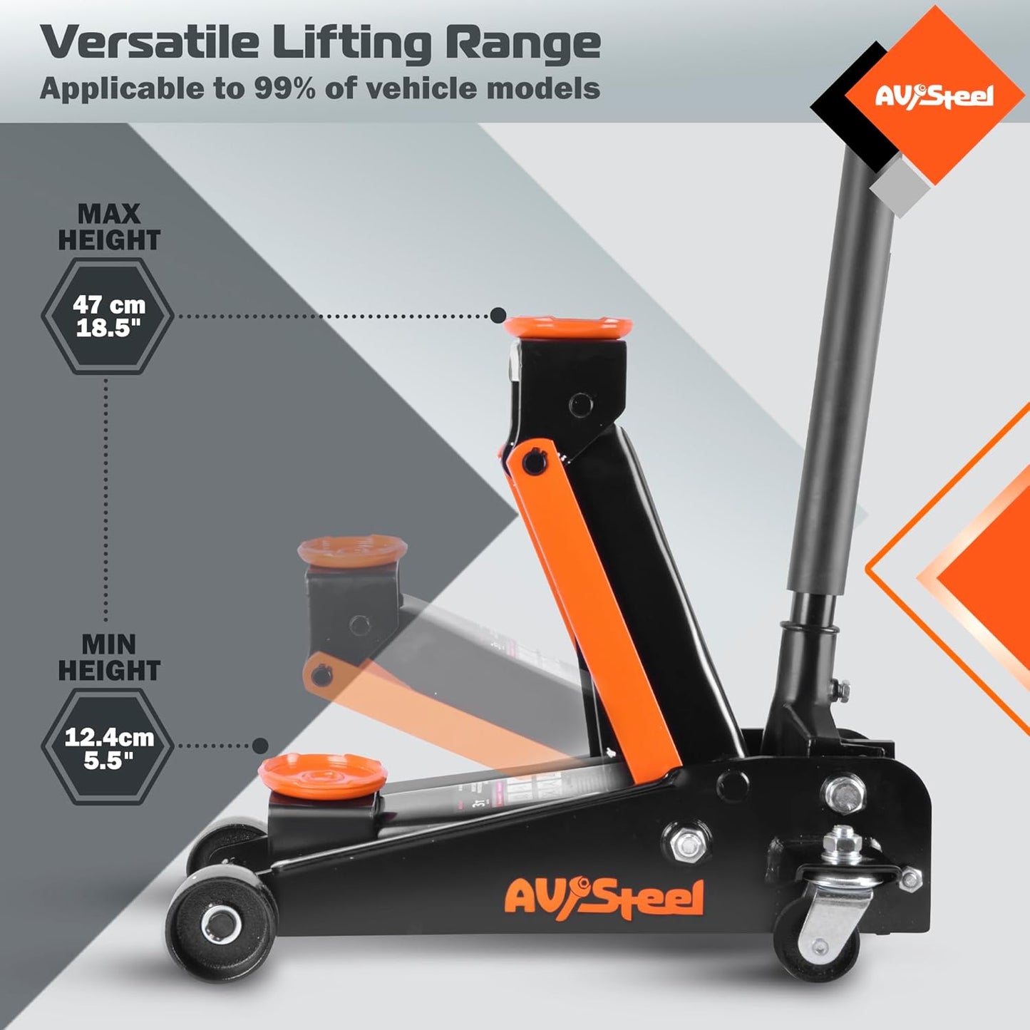 3 Ton Floor Jack (6600 lbs), Heavy Duty Hydraulic Jack for Car, Heavy-Duty Floor Jack with Single Piston Pump, Quick Lift Car Jack 3 ton with Lifting Range 5.5'' to 18.5''