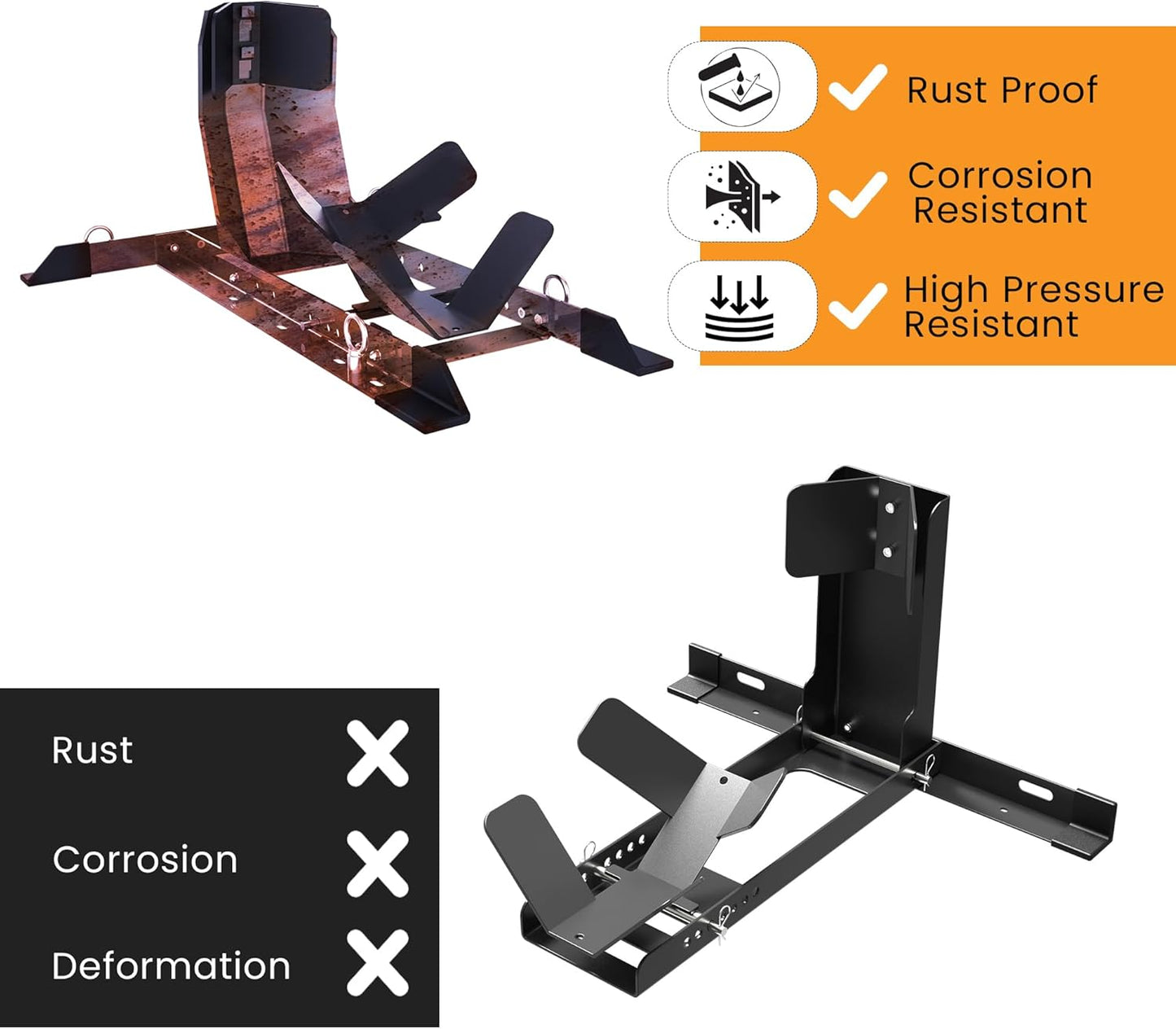 GRAND PITSTOP Universal Wheel Chock for Motorcycle Stand for Trailer Completely Adjustable Detachable Foldable Wheel Chock (Black V2)