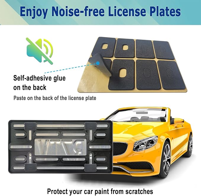 BGGTMO Front License Plate Mounting Kit- Universal License Plate Bracket & Black Aluminum Car Tag Frame for 2 Drill Hole Front Bumper, Adapter Holder with Anti-Theft Screws Bolts Caps Cover Fastener