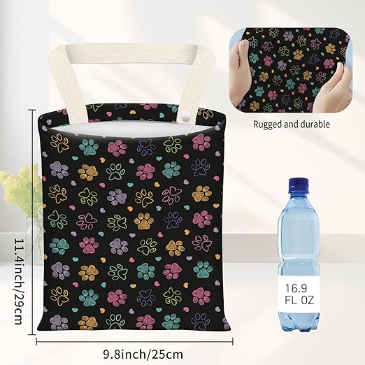 Car Garbage Can, Seat Back Hanging Cute Car Trash Can Bag, Car Organizer and Storage Bag for Travelling, Outdoor Cute Colorful Doodle Paw