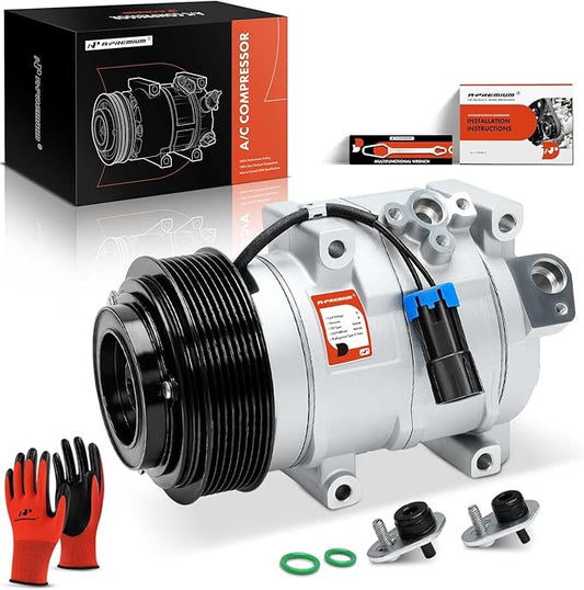 A-Premium Air Conditioner AC Compressor with Clutch Compatible with John Deere Models, 8-Groove Pulley