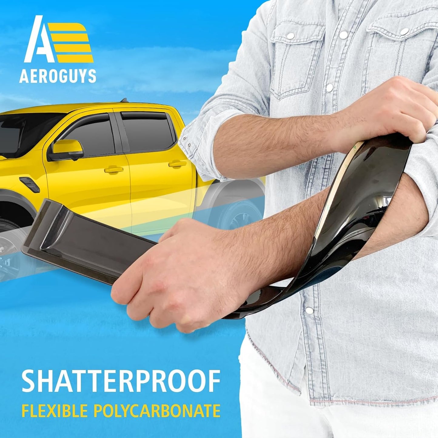 Extra Durable Window Deflectors in-Channel Window Visors Rain Guards Fit for Ford Ranger 2024-2025 SuperCrew, Sun Visors, Wind Vent for Shades, Exterior Car Accessories - 4pcs. AG0748