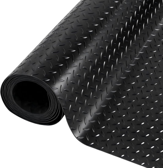 Nisorpa 16'5'' x 3'4'' Diamond Plate Flooring Roll, Rubber Garage Floor Mat, Non-Slip Floor Protector Rolls for Garage Under Car Warehouse Industry
