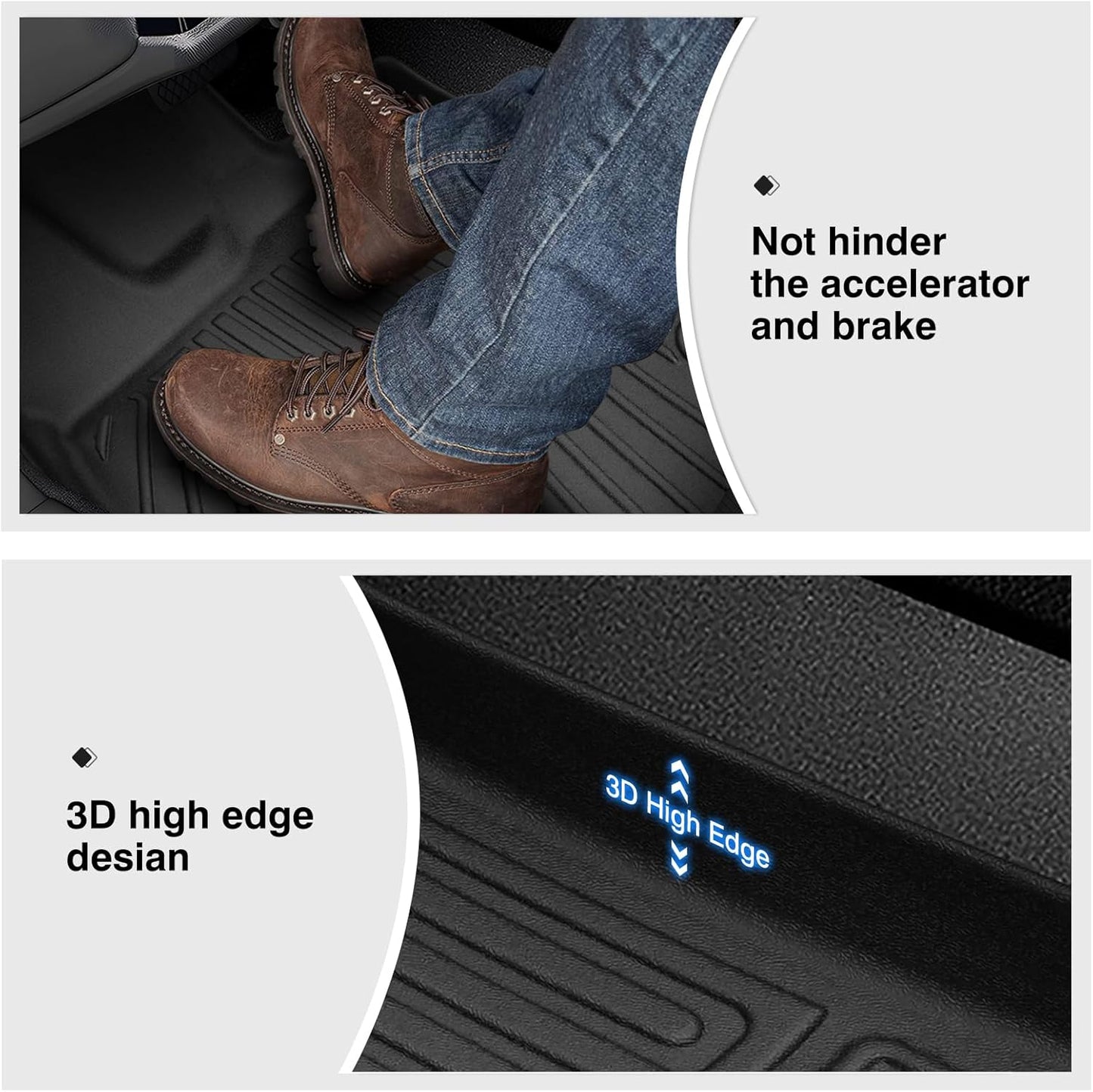 Powerty Floor Mats for 2015-2025 Ford F-150 SuperCrew/F150 Lightning Accessories All Weather Floor Liner 3D TPE 1st & 2nd Row Floor Mat Heavy-Duty Floor Liners