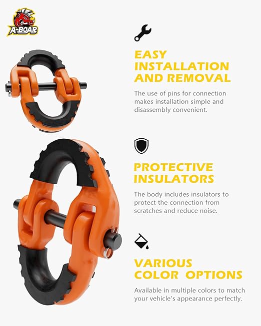 1/2 Safety Chain Connector Link, 2pack Hammerlock Coupling Link for Trailer Chains Connect, Drop Forged Steel Tow Hitch Safety Chain Connector Link, Orange