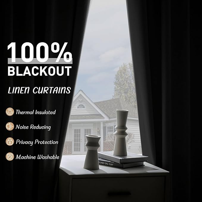 UHITECH Natural Beige Blackout Curtains 102 Inches Long 2 Panels Set Curtain for Bedroom 100% Black Out for Living Room Darkening Drapes Neutral Thermal Insulated