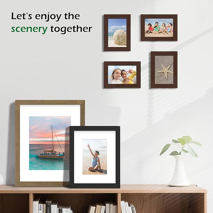 FrameWorks 2-Pack, 12x16 Matted to 8x12 Picture Frame, Dark Oak ??Classic Wooden Photo Frame with Tempered Glass, Modern Matte Finish for Prints, Posters, Certificates & Wall Decor ??Gallery-Ready