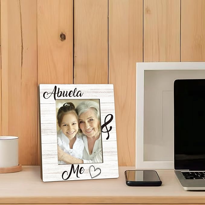 Abuela Gifts Picture Frame 5x7, Grandma Photo Frame, Christmas Mothers Day Birthday Gifts for Abuelas from Grandkids, Regalos Para Abuela Wooden Picture Photo Frames for Desk Home Room Decor