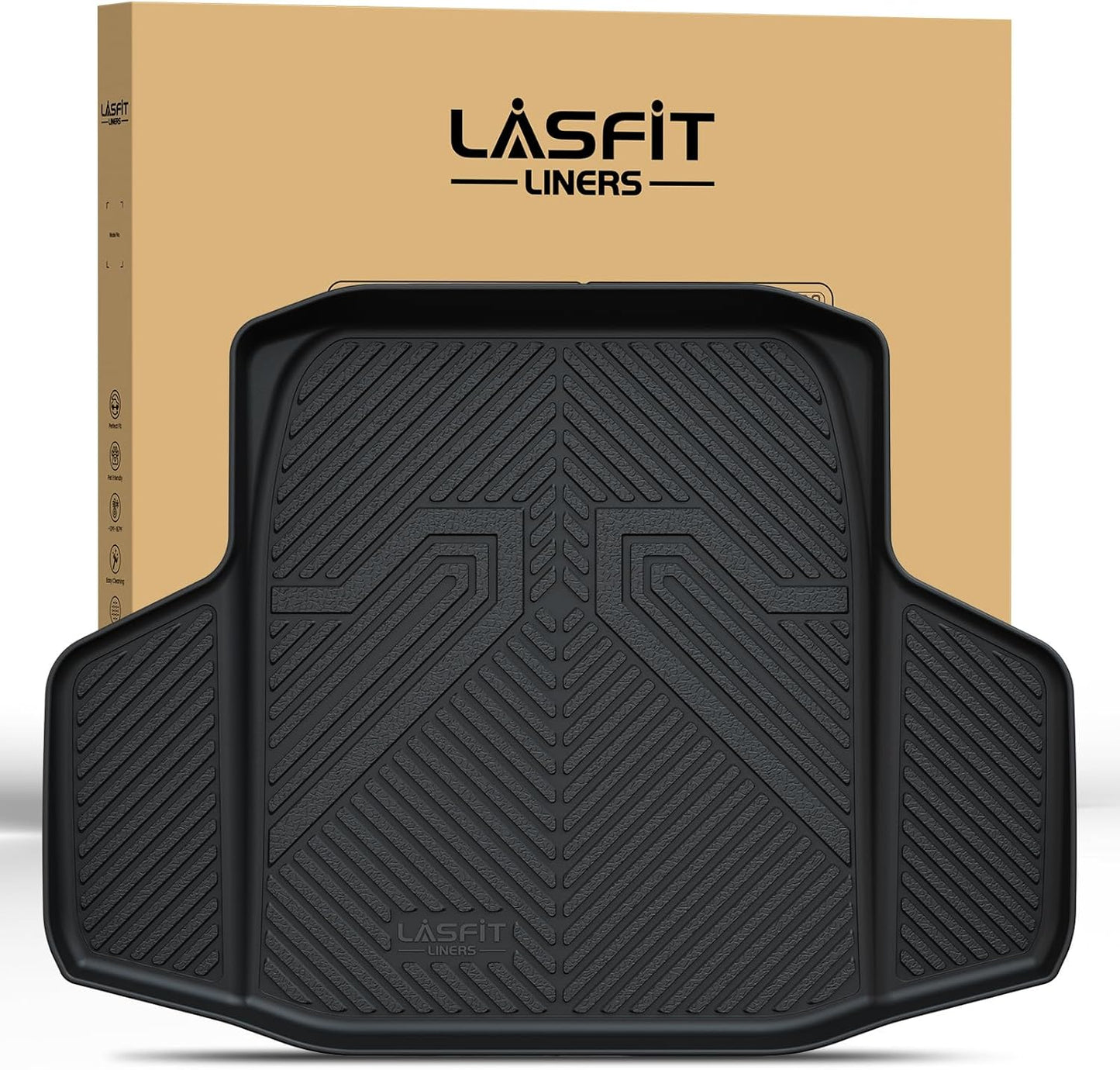 LASFIT Trunk Mat for Honda Accord Seden 2018 2019 2020 2021 2022 2023 2024 2025 (Include Hybrid Models), All Weather TPE Custom Fit Accord Trunk Liner Trunk Tray Cargo Liner Accessories, Black
