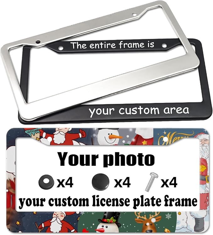 Custom License Plate Frames - Create Your own Personalized License Plate Frame with Text or Graphics, Stylish and Durable Aluminum Frame, fits Standard US 12" x 6" License Plates (Rose Champagne, 1)