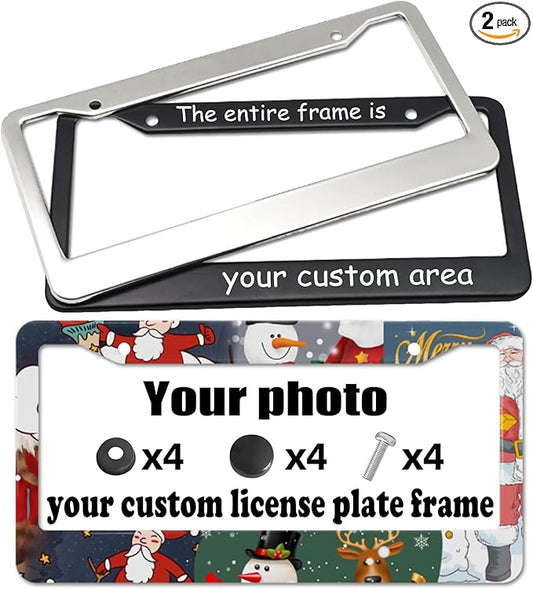 Custom License Plate Frames - Create Your own Personalized License Plate Frame with Text or Graphics, Stylish and Durable Aluminum Frame, fits Standard US 12" x 6" License Plates (Crimson Red, 2)
