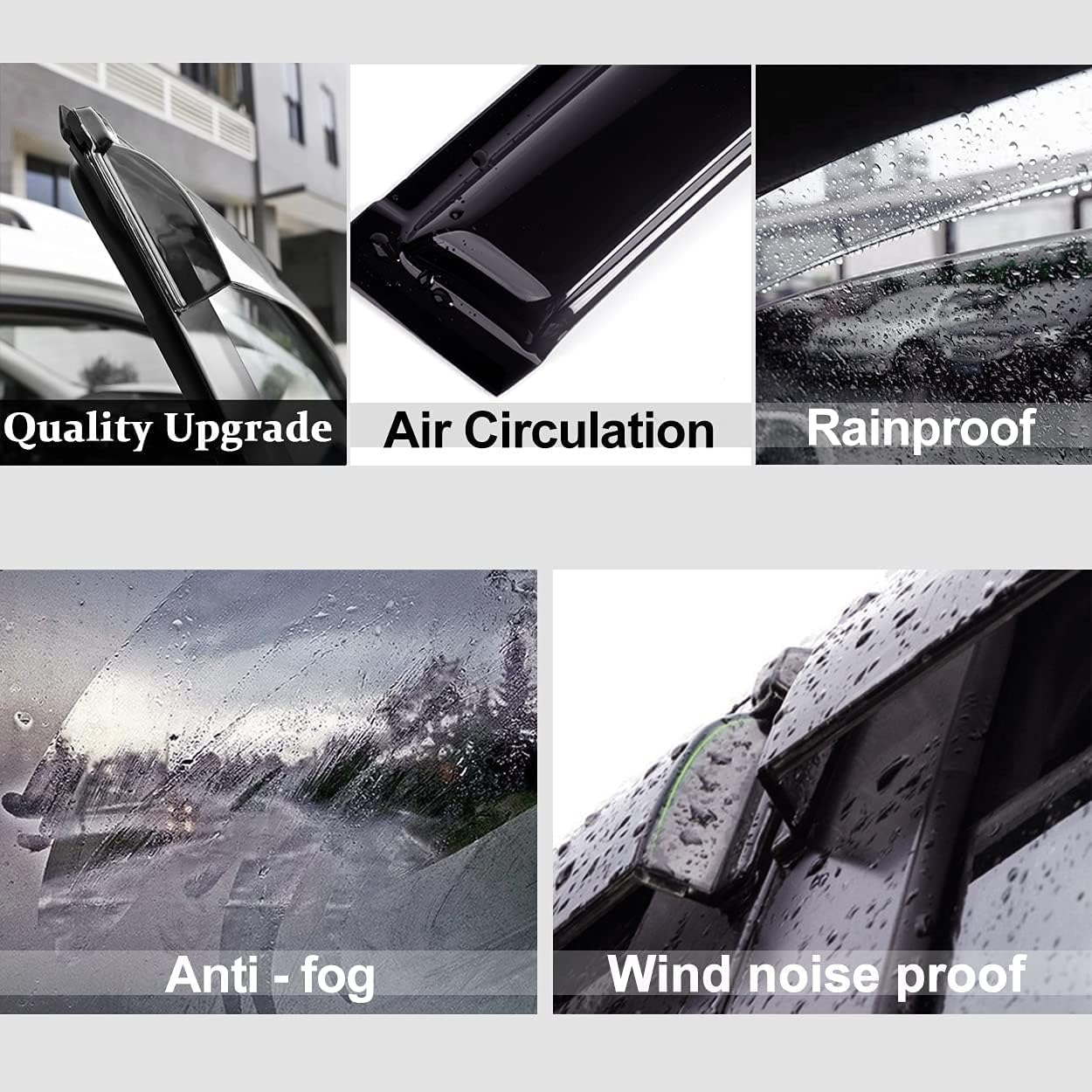 Side Window Wind Deflector, Out-Channel Tape-On Nice Rain Guards Set, Window Visor fit for 2006-2011 Honda Civic 2-Door Coupe Only 92410