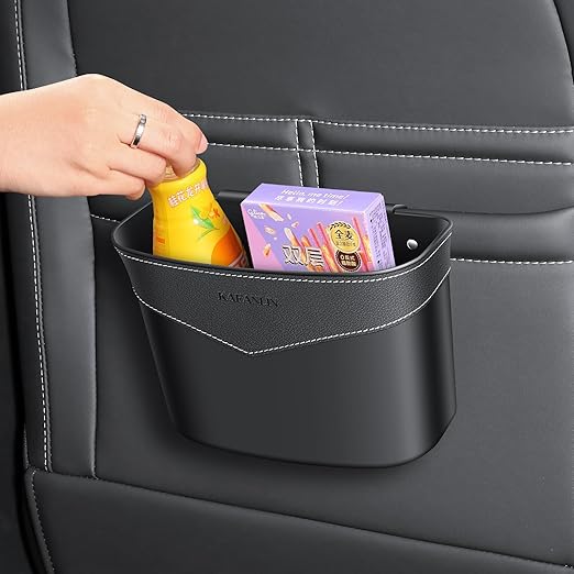 Car Trash Can Mini Trash Bin Garbage Organizer with Plastic Trash Bag Automotive Small Garbage Bin for Home Office Auto Vehicle Car Door Front Back Seat Storage Accessories (clip on trash can)