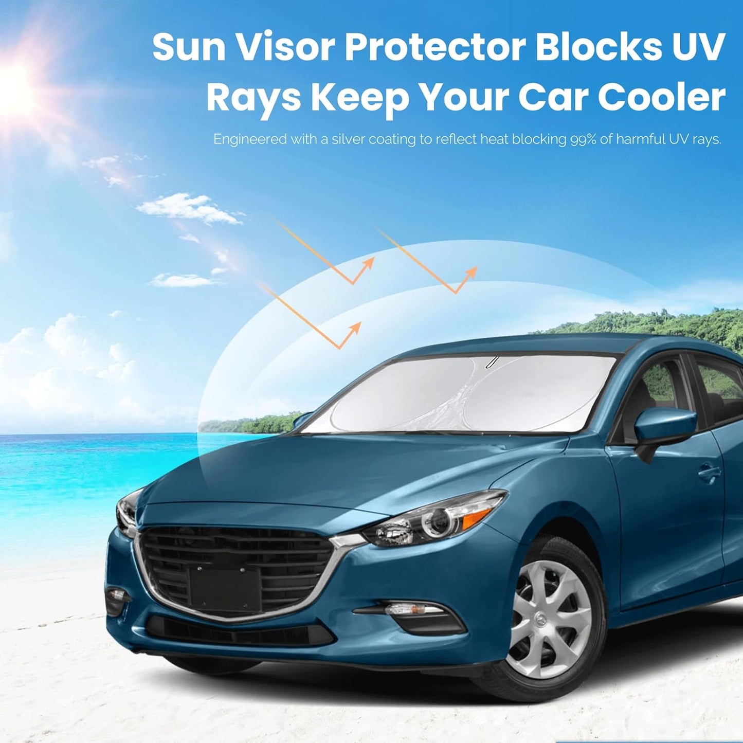 Custom Fit Mazda 3 Windshield Sunshade for Mazda 3 Accessories 2019-2024 2025 2026 Hatchback/Sedan Accessories Front Window Shades Cover for Windshield Sun Visor Protector Keep Car Cooler