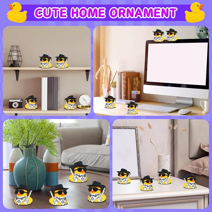 Funny Guitar Rubber Duck with Cowboy Hat & Accessories - Rubber Duck Car Ornaments & Home Decor - Multi-Use Dashboard Duck Gift for Adults, Car Lovers