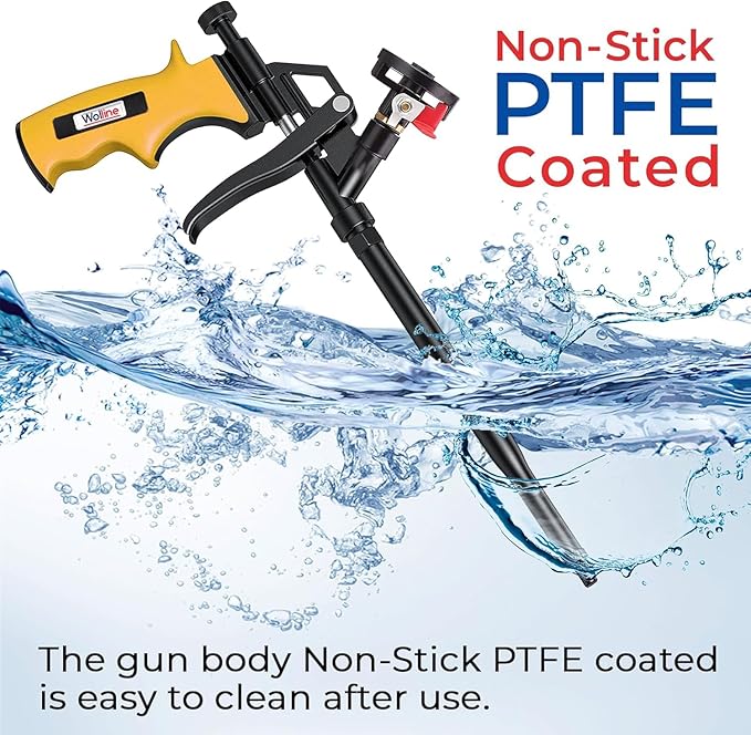 Spray Foam Gun,Wolline (20 Foam Gun + 80 Nozzle) Spray Foam Insulation Gun,Teflon-Coated Professional Expanding Spray Foam Applicator, Foam Dispensing Gun, Insulating Foam Applicator Yellow-20 Pack