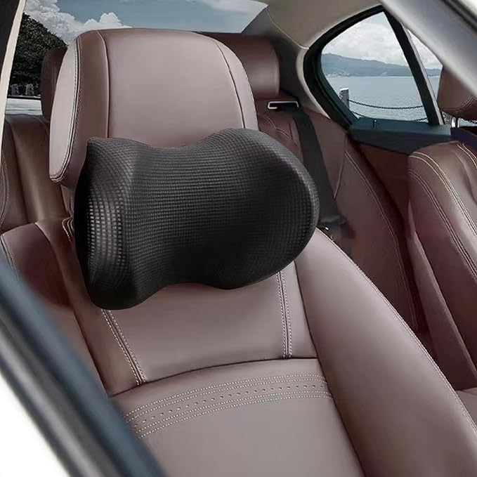 Super Comfy Car Headrest Pillow, Car Pillow for Neck Pain Relief with Adjustable Strap, 100% Memory Foam & Breathable Removable Cover, Ergonomic Design - Softness Travel Car Neck Pillow(Black, 1PC)