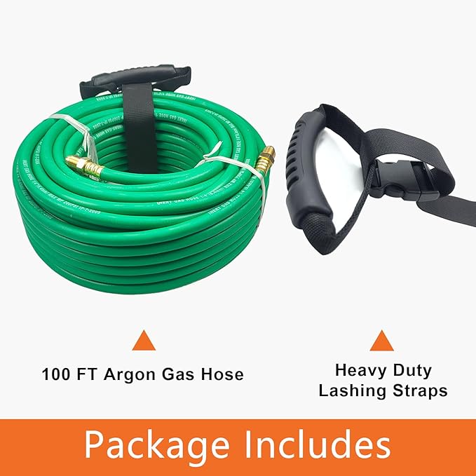 100FT Argon Gas Hose, Inert Gas Welding Hoses for MIG/TIG Welding Regulator，Argon/CO2 Flowmeter Regulator Hose, 5/8" UNF-18RH, NPT Fittings, Welding Accessories for MIG/TIG Welder
