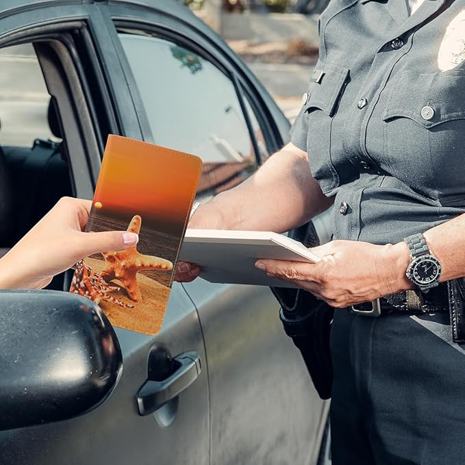 Leather Car Registration and Insurance Card Holder, Car Document Holder for Cards License with Magnetic Shut(Orange)