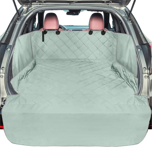 F-color SUV Cargo Liner for Dogs - Waterproof Pet Cargo Liner with Side Flaps, Comfort Dog Cargo Cover with Bumper Flap, Scrachproof Non-Slip Large Size Universal Fit SUVs Sedans Trunks Vans, Grey