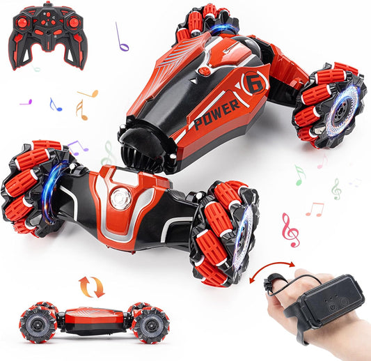 Gesture Sensing RC Stunt car, 4WD Drive Watch Remote-Controlled Vehicle, Bidirectional Drifting Off-Road Vehicle with Music and Lights Toys for Boys,Presents for Kids 4-12 Old
