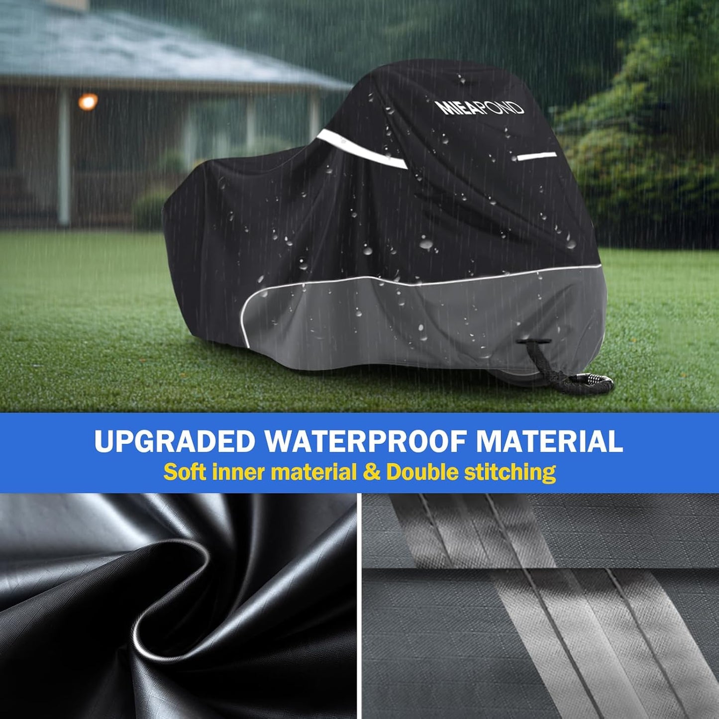 Motorcycle Cover for Harley Davidson Touring Models Road King, Road Glide, Street Glide, Electra Glide, Heritage Classic, Low Rider and More - Waterproof Motorcycle Cover Outdoor Storage