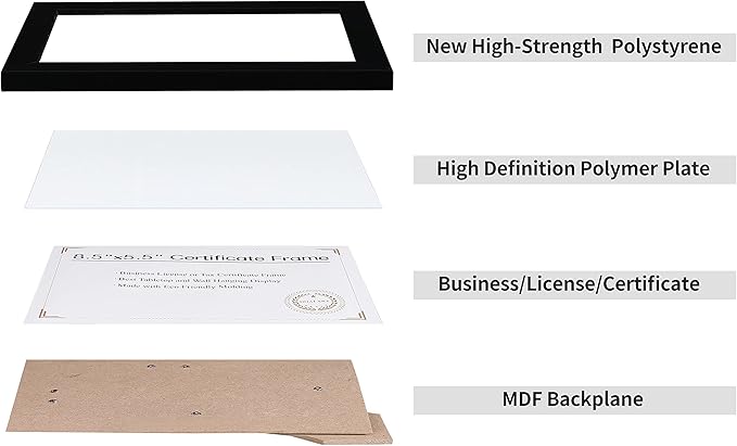 DOAI ART 8.5 x 5.5 Business License Frame Black, Professionals 5.5 x 8.5 Certificate Frames Fit Diploma, Document and Tax Certificate Self Standing with Wall Hangers