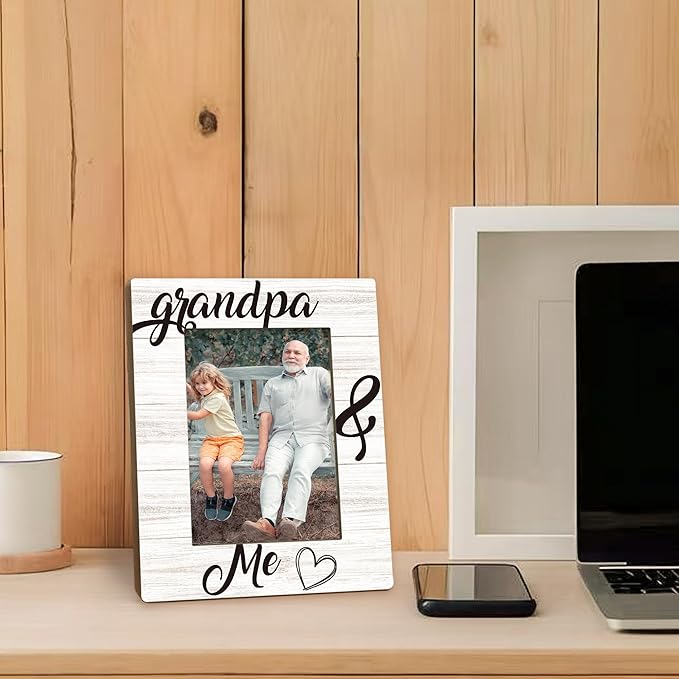 Fathers Day Grandpa Picture Frames - Grandfather Photo Frame, Grandpas Gifts for Father's Day Birthday from Grandkids, Grandpa and Me Grandfather Picture Photo Frames for Home Bedroom Decor, 5x7