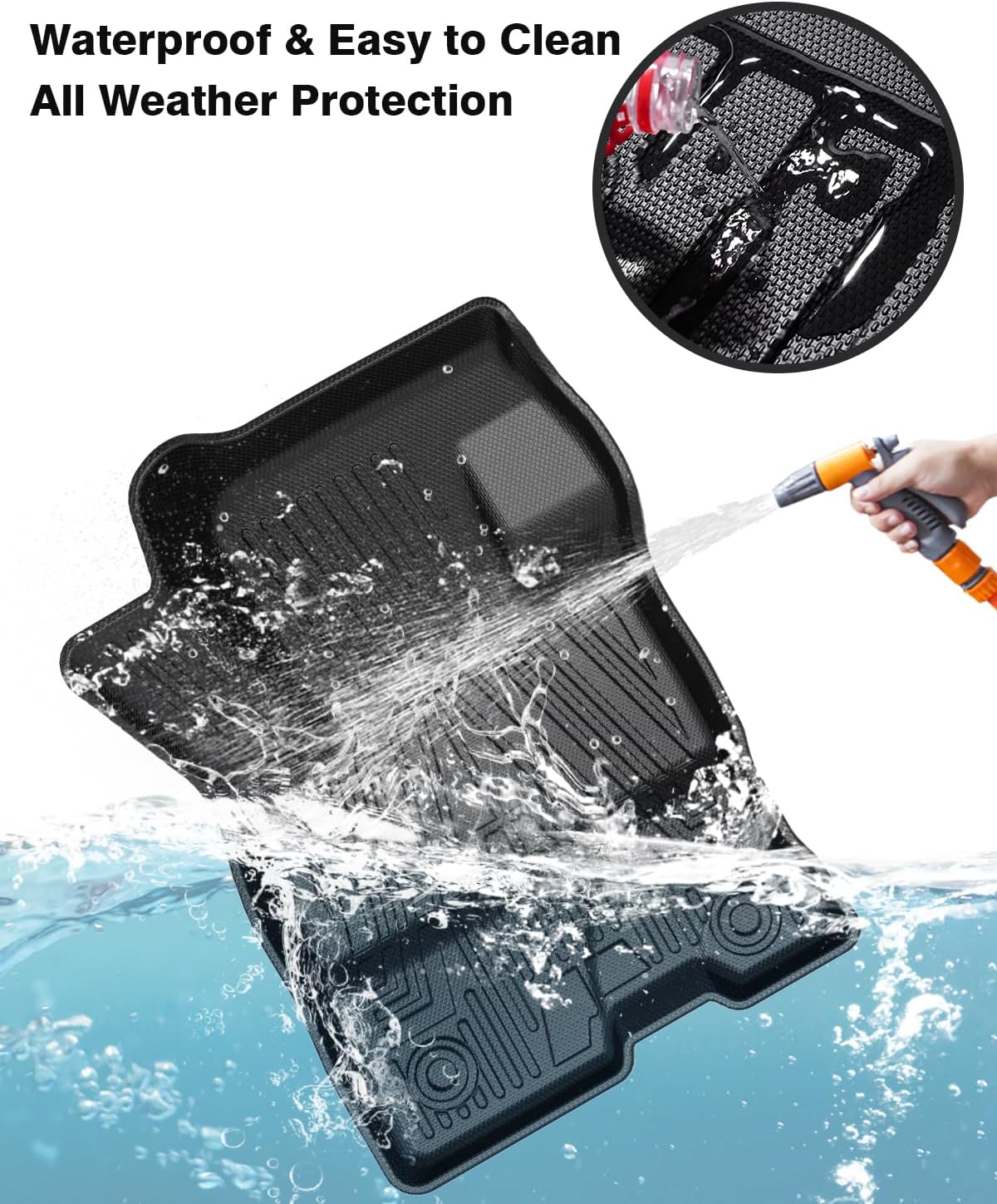 Powerty Floor Mats & Truck Bed Mat for 2022-2024 2025 Ford Maverick Gas Model Accessories Floor Mats 2 Row Liner Set All Weather TPE 3D Floor Liners&Truck Bed Liner