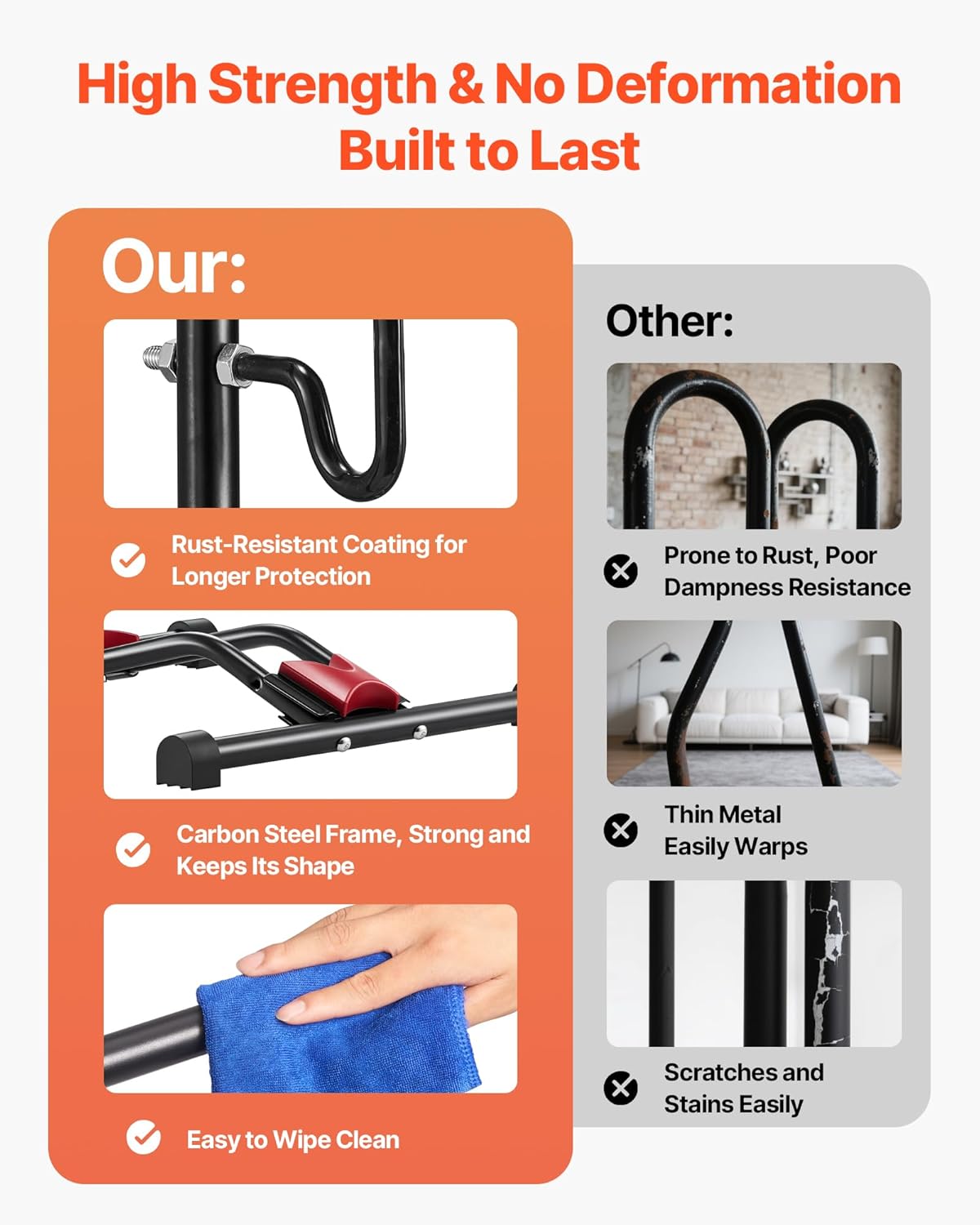 VEVOR Bike Rack, Upright Bike Stand Floor for 16 to 27.5 Inch Mountain & Road Bikes, Vertical & Horizontal Bicycle Stand for Secure Parking and Storage in Garage, Truck Bed, Indoor, Outdoor, Black