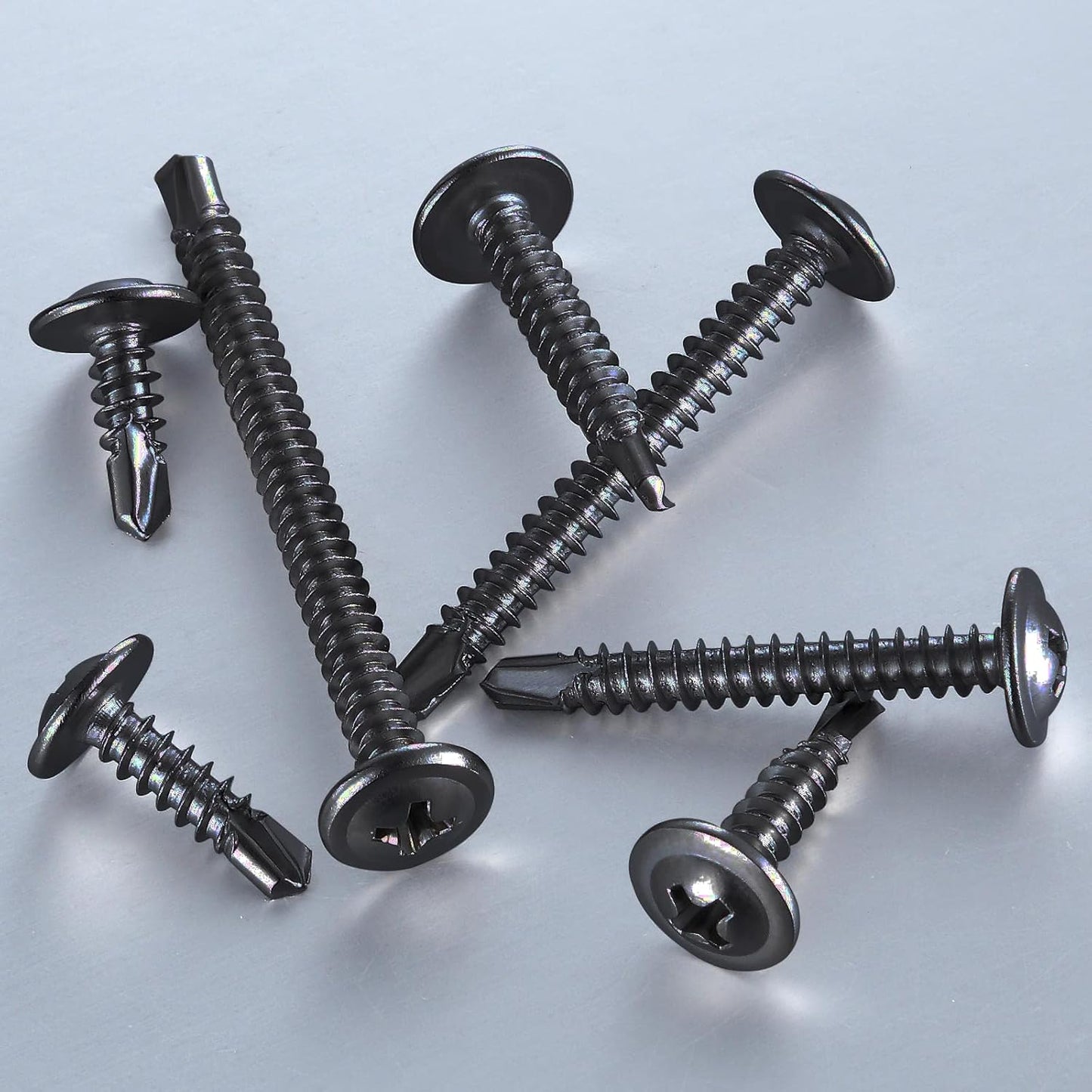 (300 pcs) Wensilon #10×3/4” for Sheet Metal Self-Tapping Screws 410 Black Stainless Steel Truss Head High-Strength Quick Tapping