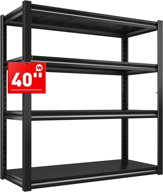Raybee 40" W Garage Shelving Heavy Duty Storage Shelves 56.9" H Metal Shelving Heavy Duty Load 1600LBS Adjustable Metal Shelves for Storage for Pantry Kitchen 40" W x 19.1" D x 56.9" H