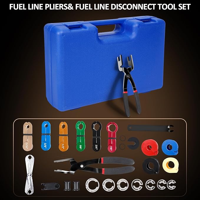 26PCS Master Quick Disconnect Tool Kit, Fuel Line Removal Tool Set with AC Line Disconnect Tools, Transmission Oil Cooler Remover, Spring Lock Tools, Pliers & Scissor Tool, Blue