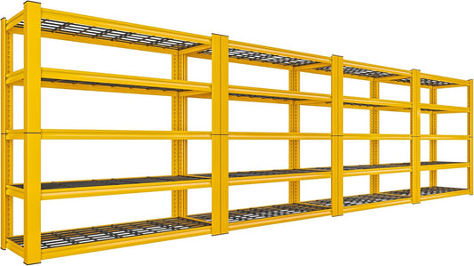 REIBII 72''H Garage Shelving 3010 LBS Storage Shelves Adjustable Metal Shelving 5 Tier Metal Shelves for Storage Industrial Shelf for Pantry Kitchen Basement 72" HX35.5 WX16 D, 4 Pack